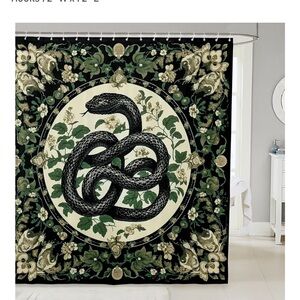 Black Snake Medallion Shower Curtain - Botanical Design